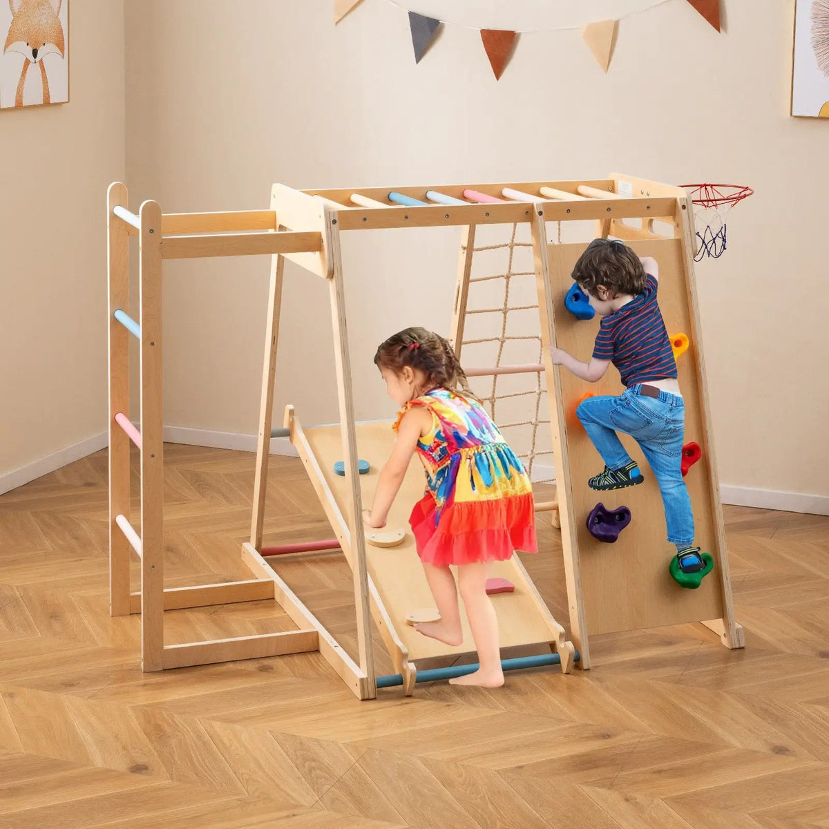 Kids Indoor Playground 6-in-1 Jungle Gym for 3-14 Years Olds, photo 3 of 16