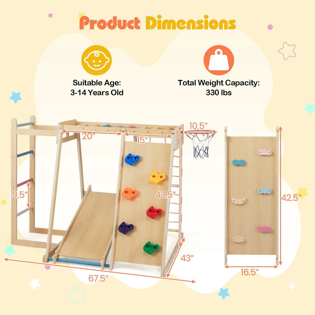 Kids Indoor Playground 6-in-1 Jungle Gym for 3-14 Years Olds, photo 9 of 16