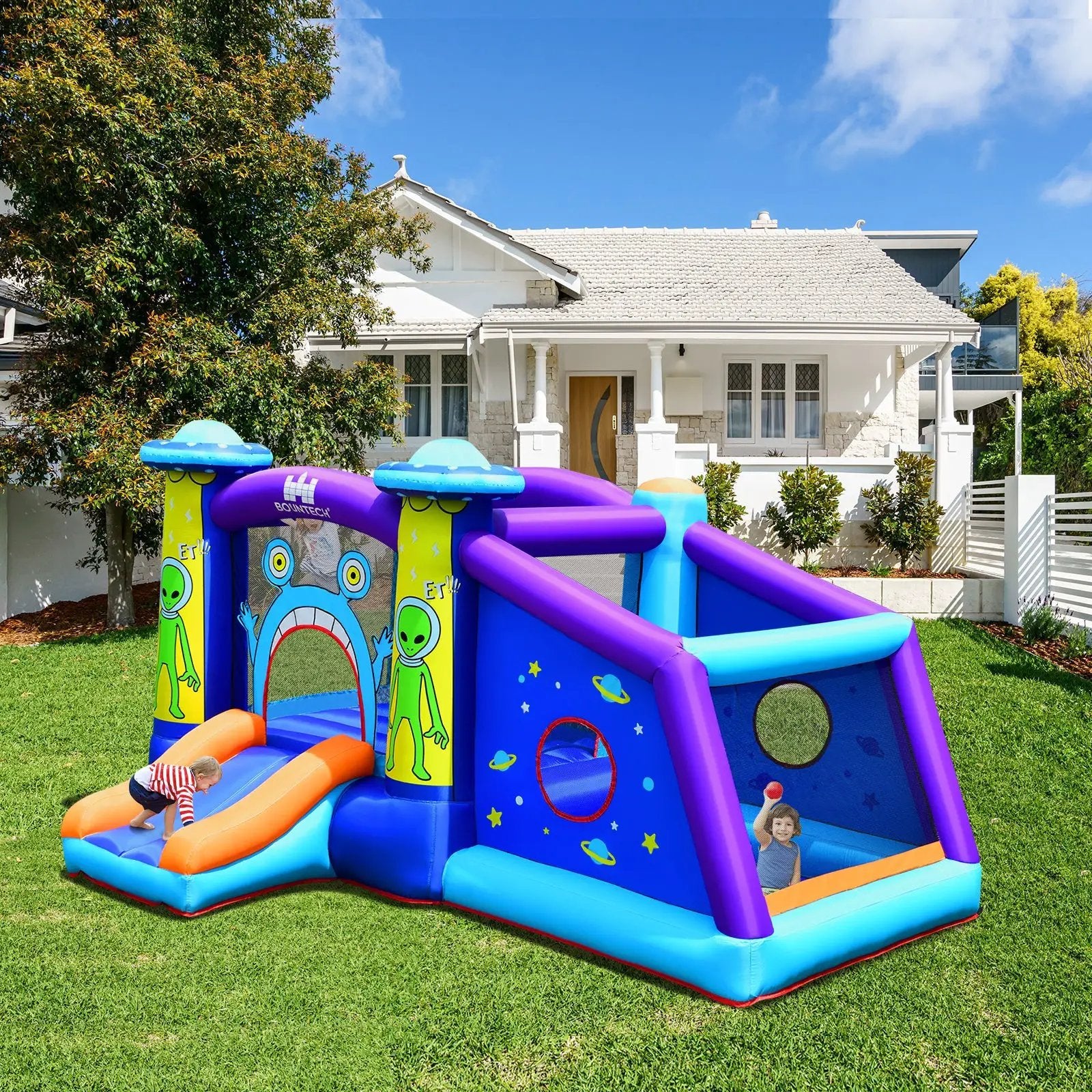 Kids Inflatable Bounce House Aliens Jumping Castle Without Blower by DirectDeals