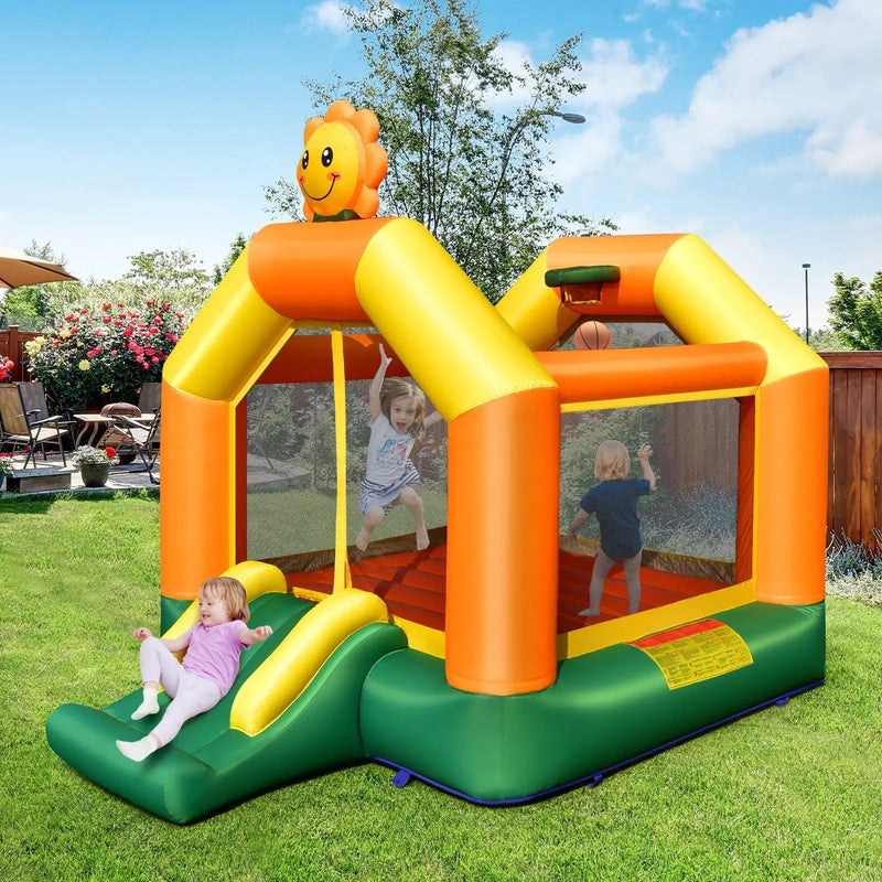Kids Inflatable Bounce House with Slide and Basketball Rim with 735W Blower by DirectDeals