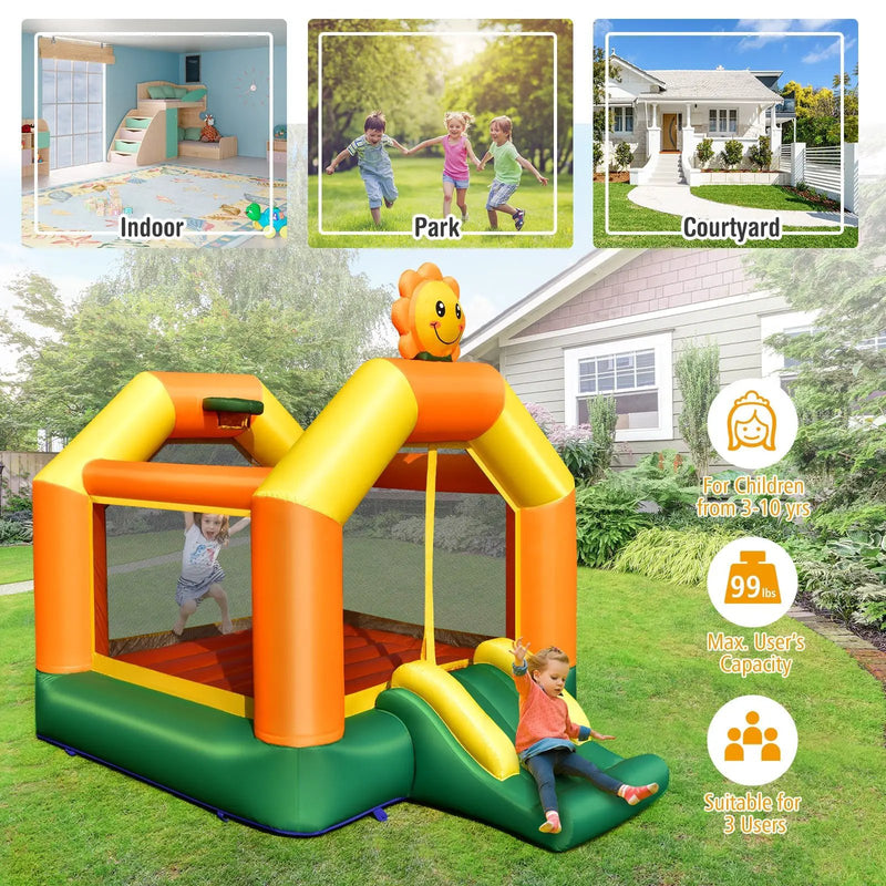 Kids Inflatable Bounce House with Slide and Basketball Rim with 735W Blower by DirectDeals