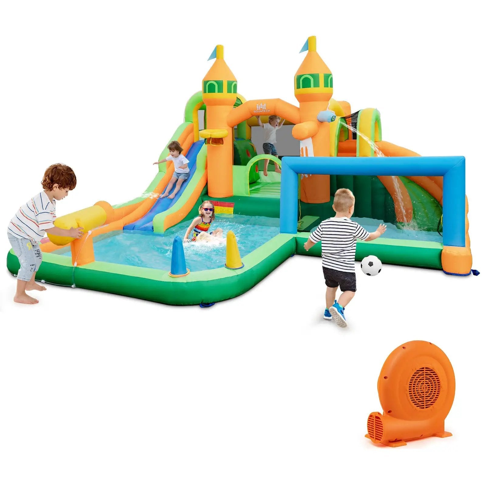 Kids Inflatable Water Slide with Soccer Gate and 750W Blower by DirectDeals