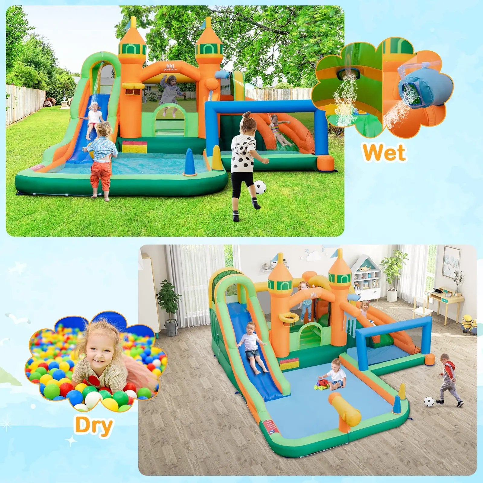 Kids Inflatable Water Slide for Yard Lawn with 735W Blower by DirectDeals