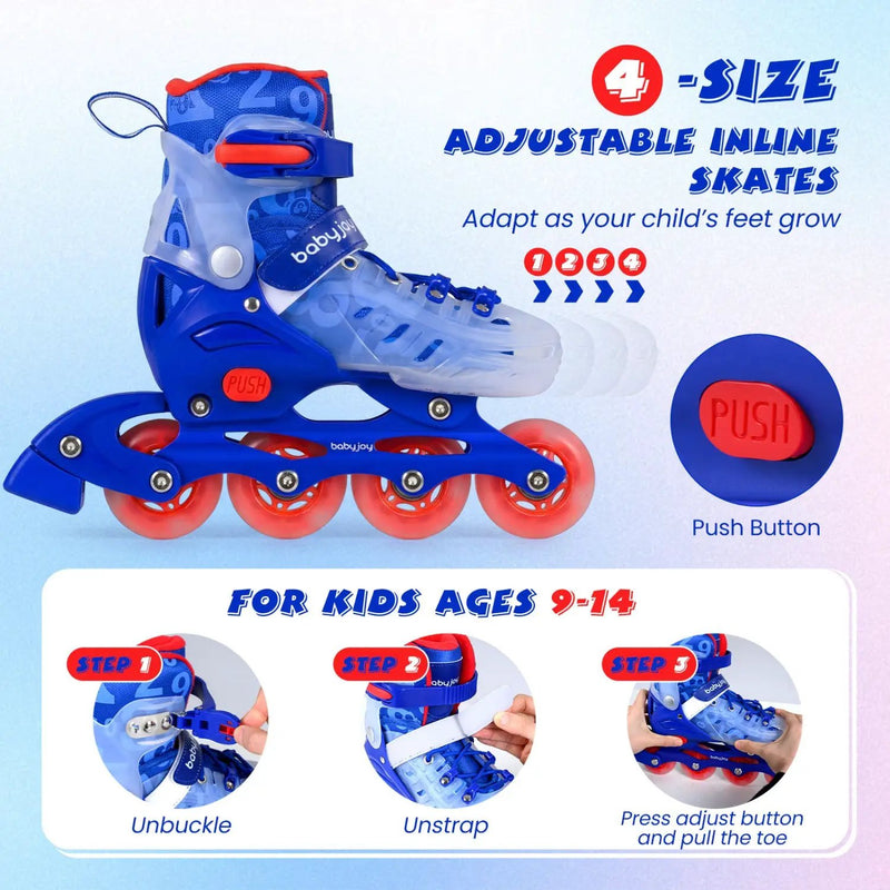 Kids Inline Skates with Light Up Wheels for Beginners Ages 9-14 by DirectDeals