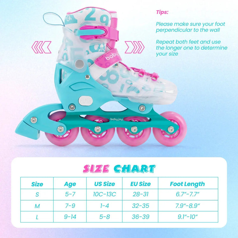 Kids Inline Skates with Light Up Wheels for Beginners Ages 9-14 by DirectDeals