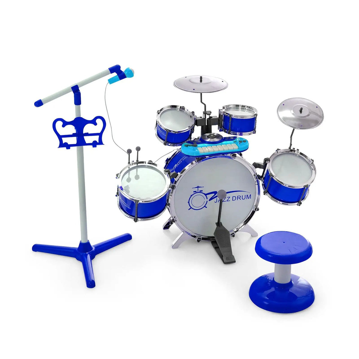 Kids Jazz Drum Keyboard Set with Stool and Microphone Stand, photo 3 of 9