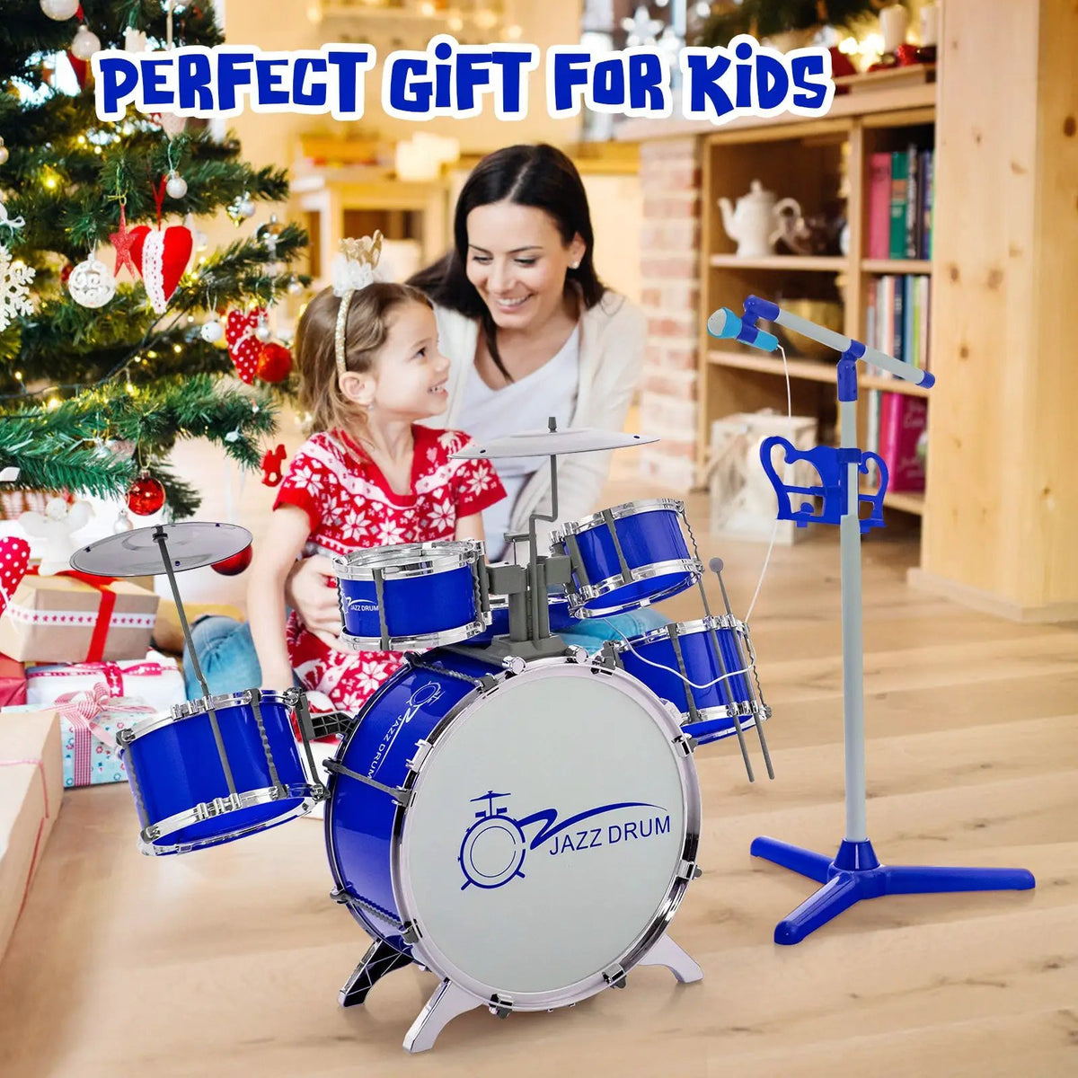 Kids Jazz Drum Keyboard Set with Stool and Microphone Stand, photo 2 of 9
