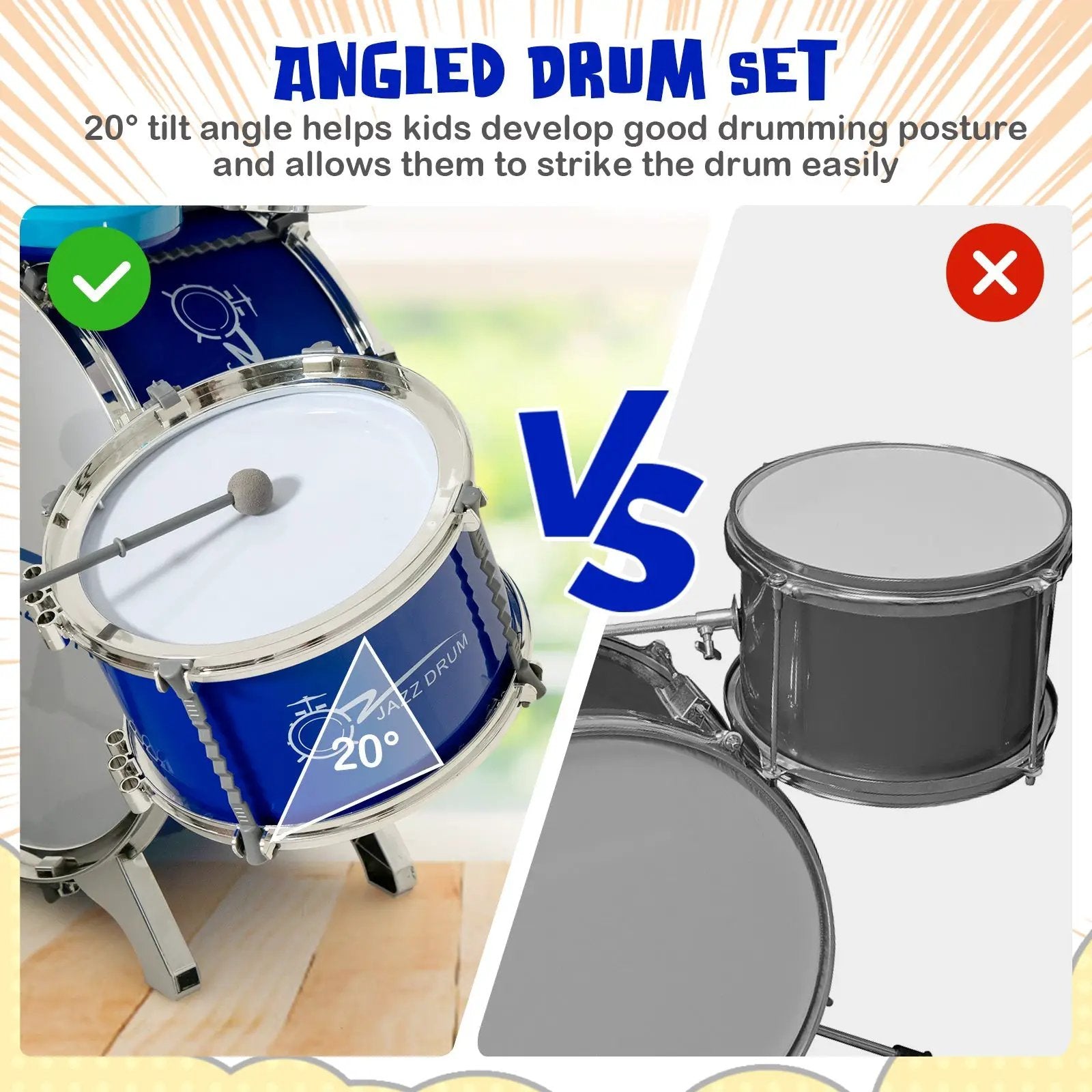 Kids Jazz Drum Keyboard Set with Stool and Microphone Stand by DirectDeals