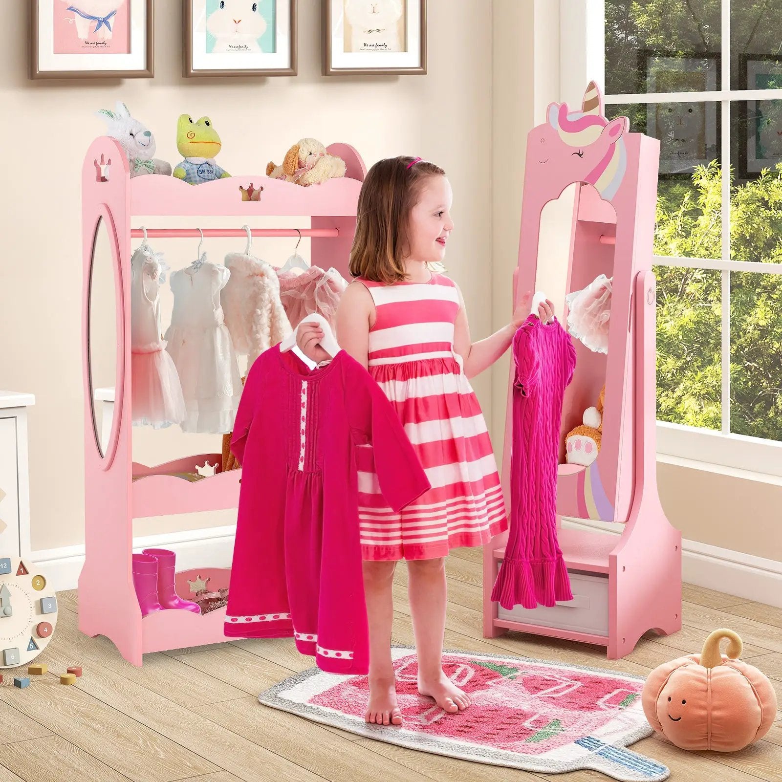 Kids Jewelry Armoire Cabinet with Storage and 2 Tilt Angles by DirectDeals
