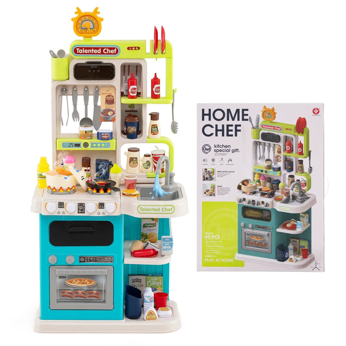 Kids Kitchen Playset Pretend Play Kitchen with Realistic Sounds and Lights, photo 11 of 16