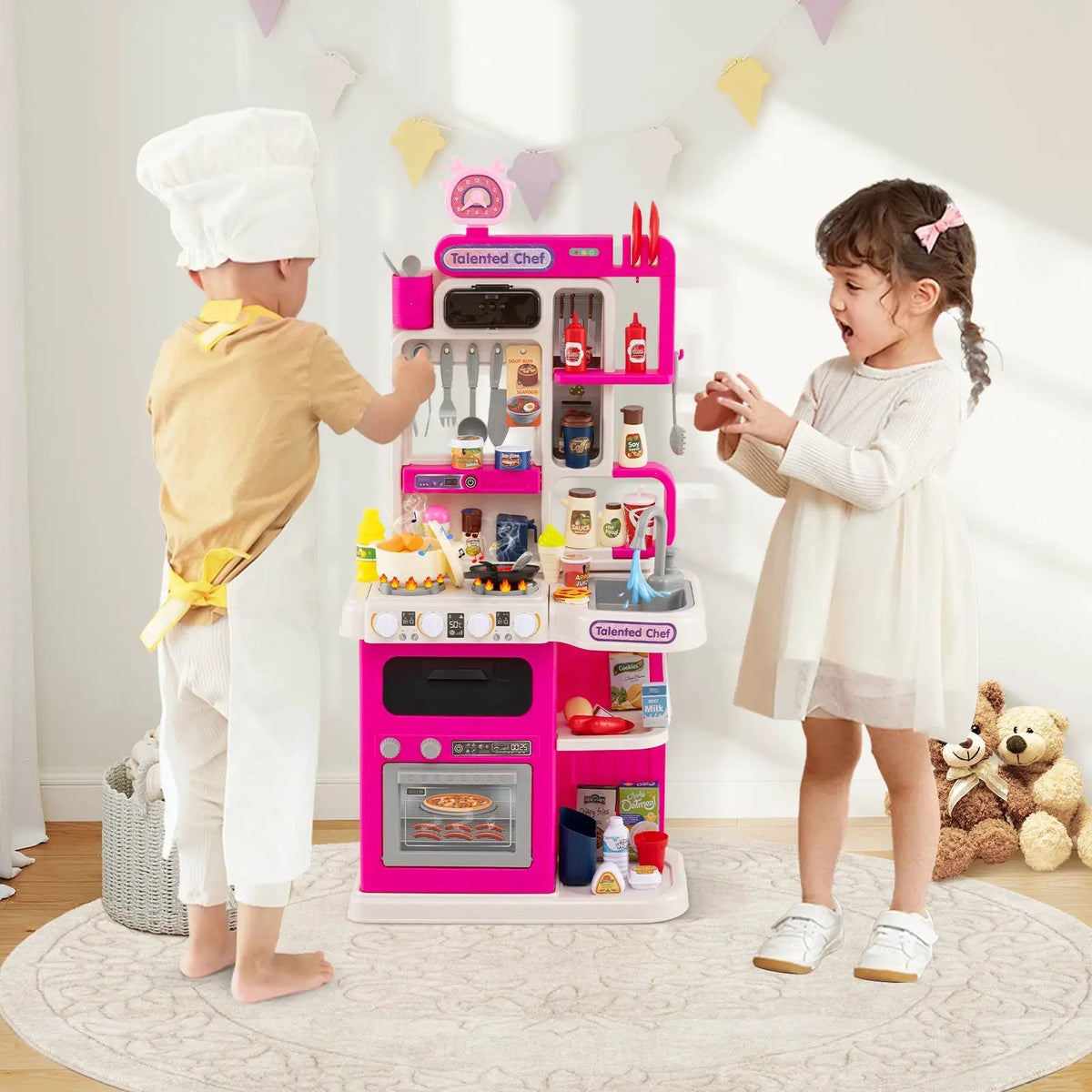 Kids Kitchen Playset Pretend Play Kitchen with Realistic Sounds and Lights, photo 2 of 16