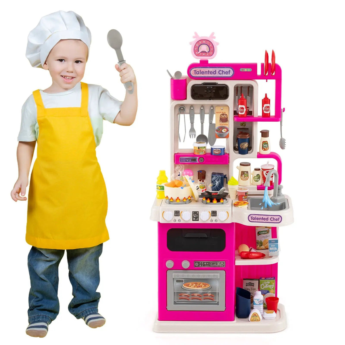 Kids Kitchen Playset Pretend Play Kitchen with Realistic Sounds and Lights, photo 6 of 16