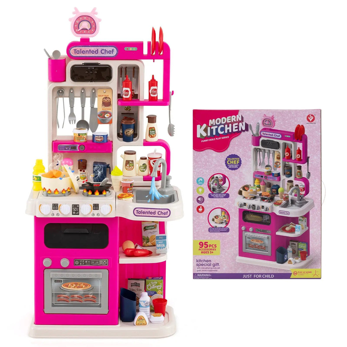 Kids Kitchen Playset Pretend Play Kitchen with Realistic Sounds and Lights, photo 12 of 16