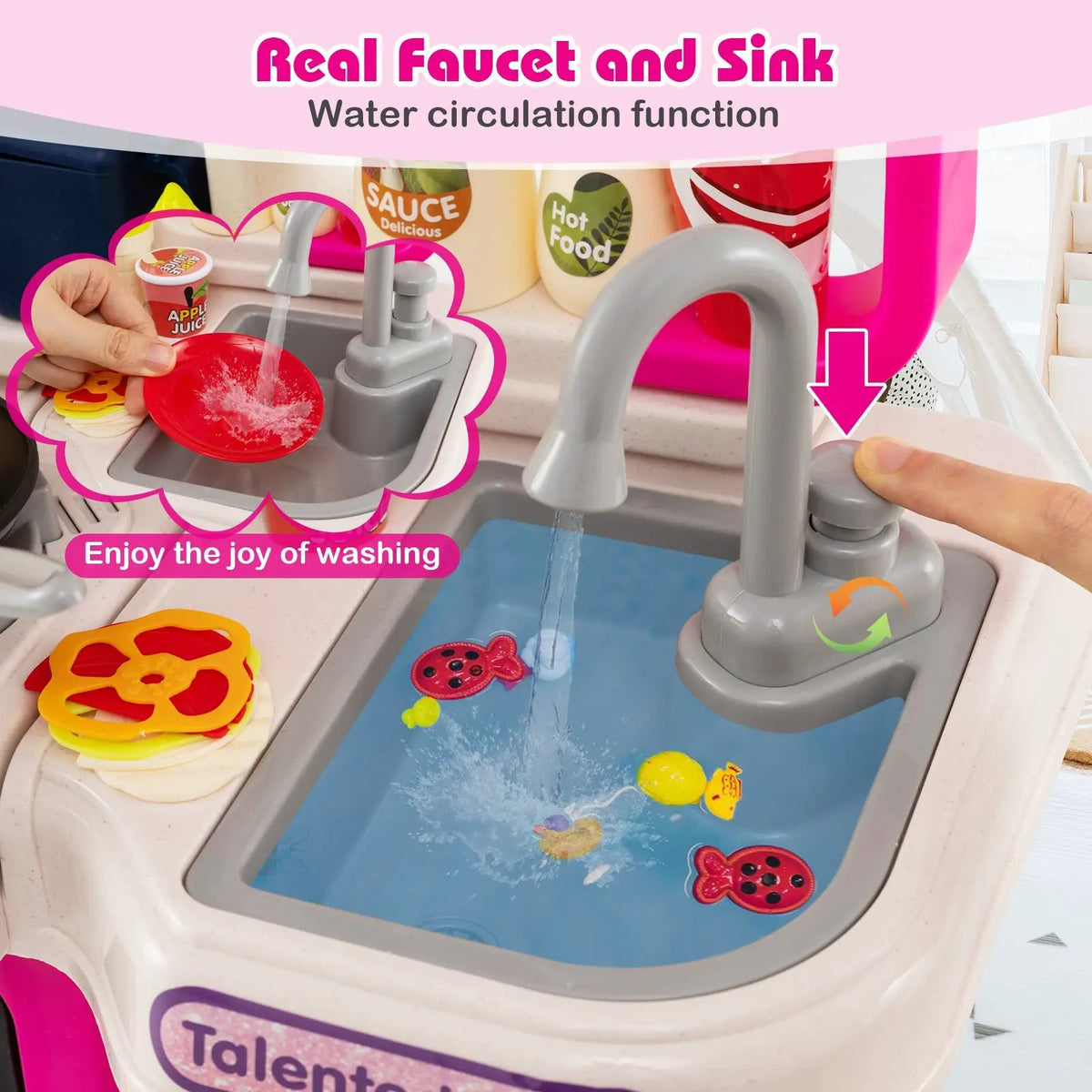 Kids Kitchen Playset Pretend Play Kitchen with Realistic Sounds and Lights, photo 16 of 16