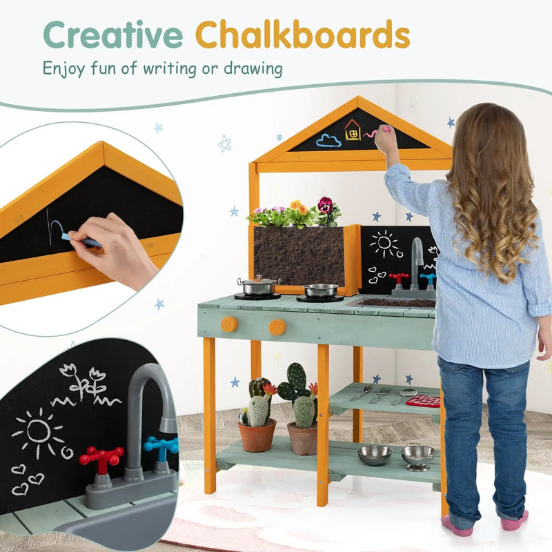 Kids Kitchen Playset with Root Viewer Planter and Rotatable Faucet by DirectDeals
