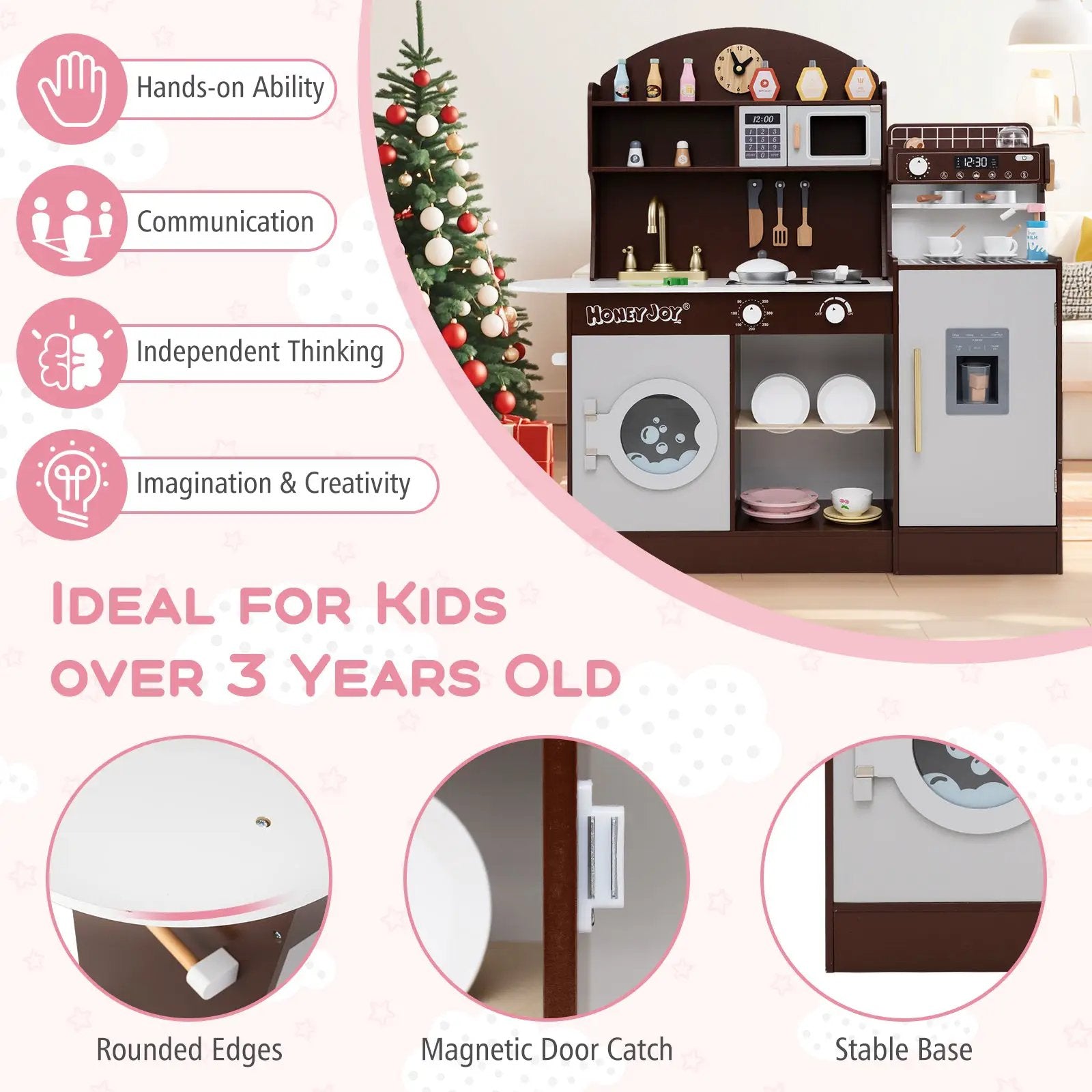 Kids Kitchen Set Wooden with Coffee Makers and Accessories by DirectDeals