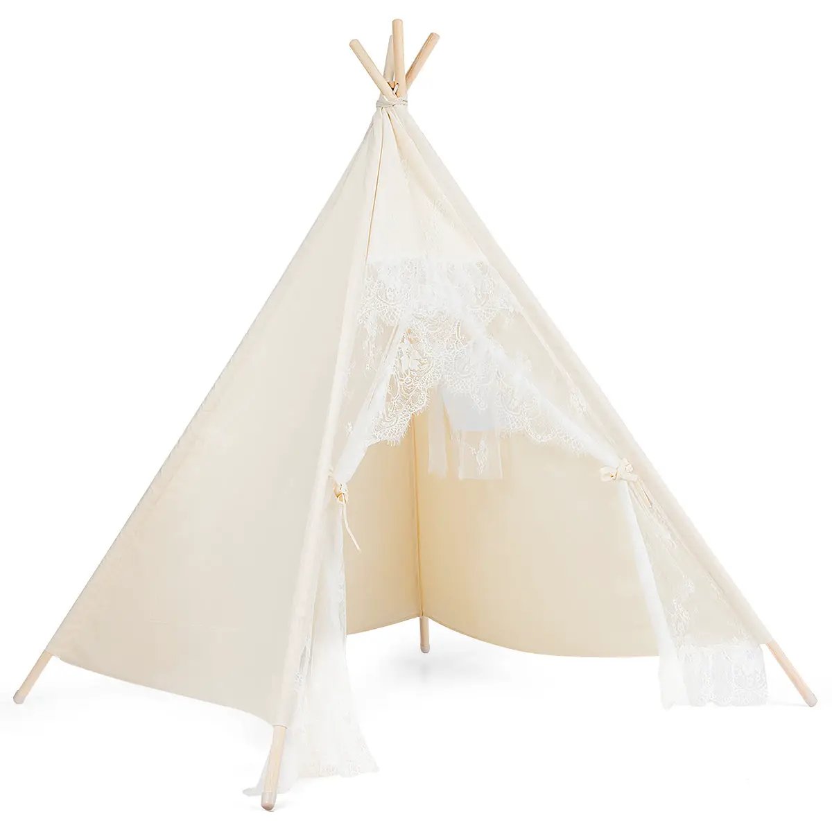 Kids Lace Teepee Tent Folding Children Playhouse with Bag by DirectDeals