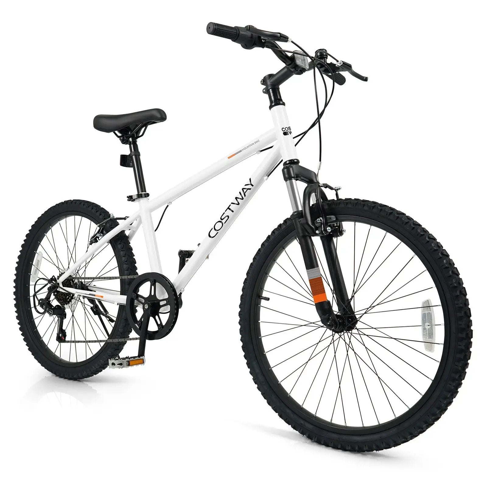 Kids Mountain Bike 20 24 Inch Child Bicycle for Boys Girls Aged 8+ Years Old White by DirectDeals