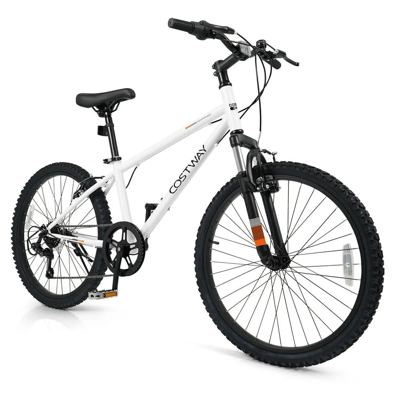 Kids Mountain Bike 20 24 Inch Child Bicycle for Boys Girls Aged 8+ Years Old White by DirectDeals