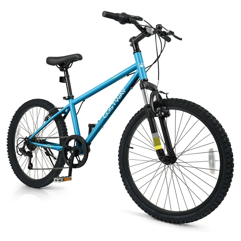 Kids Mountain Bike 20 24 Inch Child Bicycle for Boys Girls Aged 8+ Years Old Blue by DirectDeals
