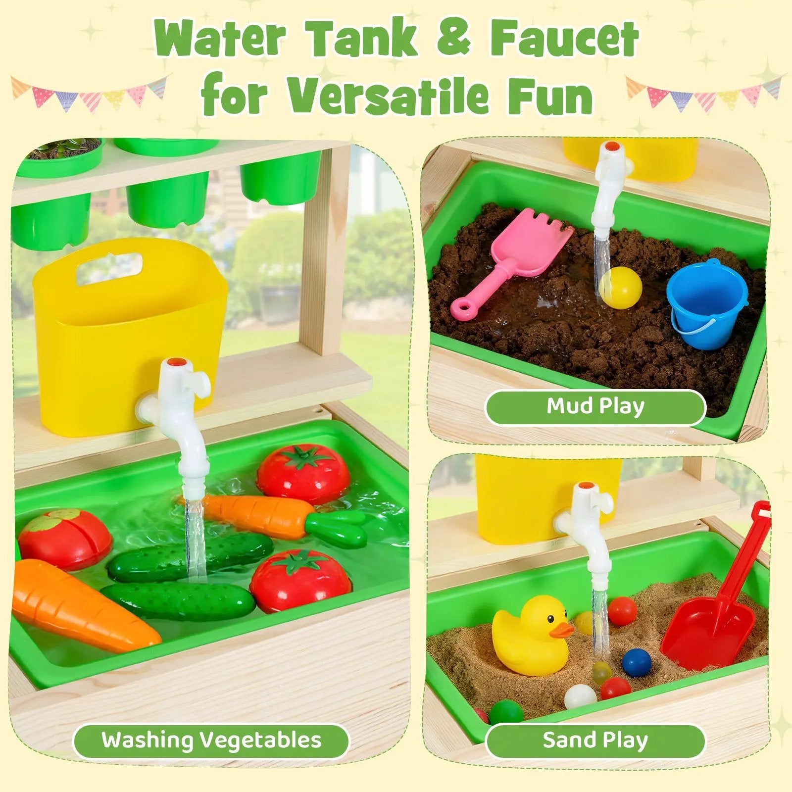 Kids Mud Kitchen Play Pretend Kitchen with Chalkboard for Kids Aged 3+ by DirectDeals
