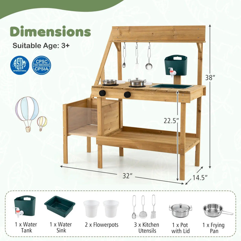 Wooden Mud Kitchen with Planter Box for Kids by DirectDeals