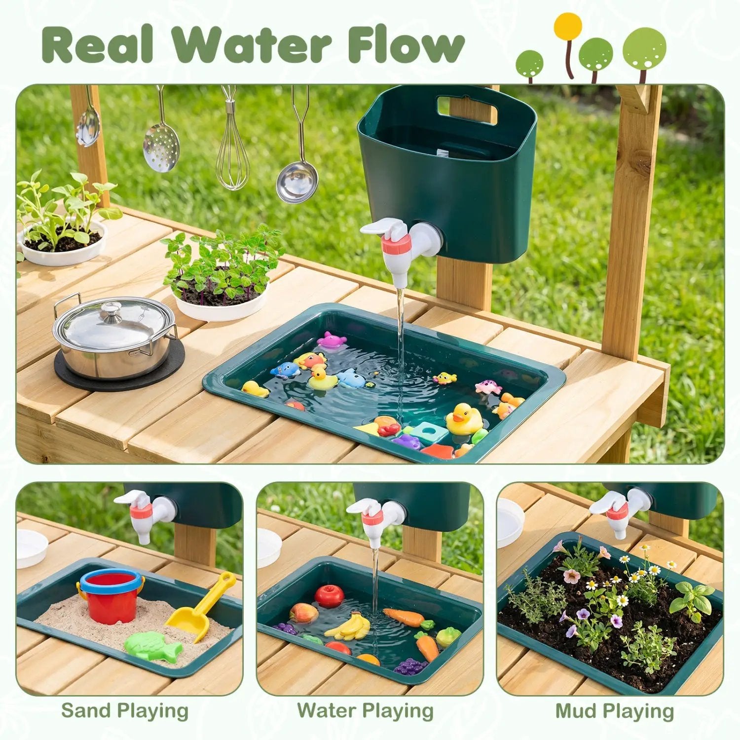 Wooden Mud Kitchen with Planter Box for Kids by DirectDeals