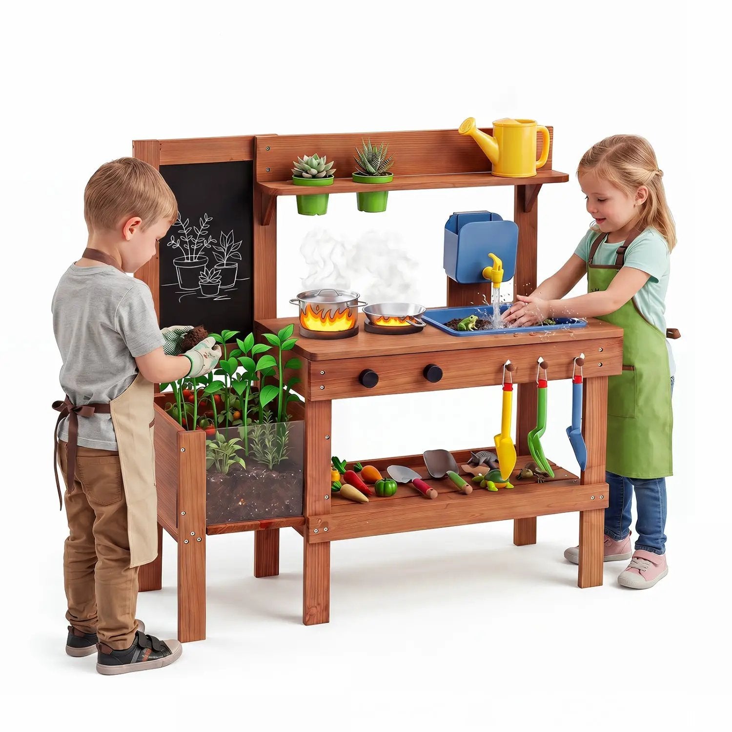 Kids Mud Kitchen with Planter Box and 13 Accessories by DirectDeals