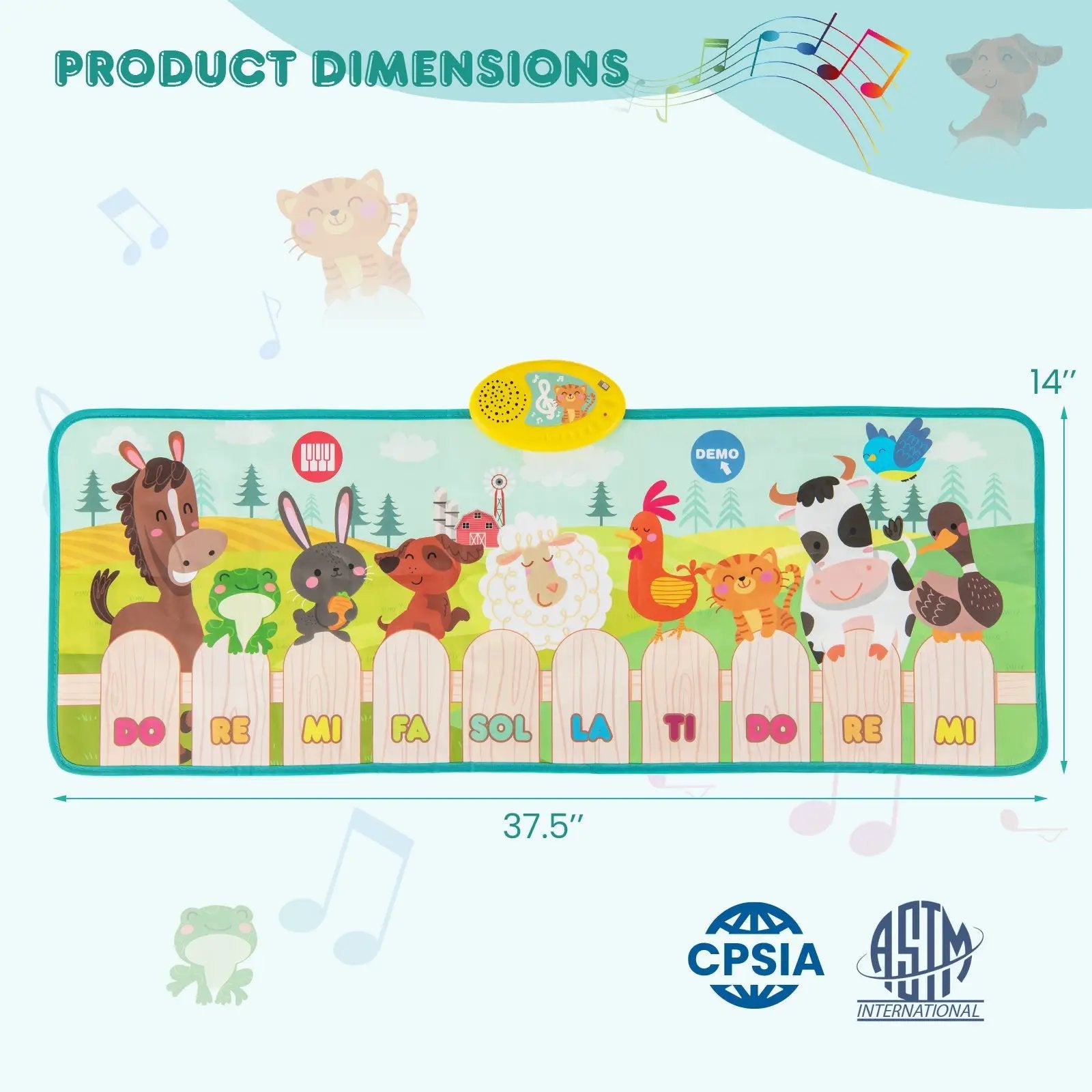 Kids Musical Mat Indoor Outdoor Animal Farm Piano by DirectDeals