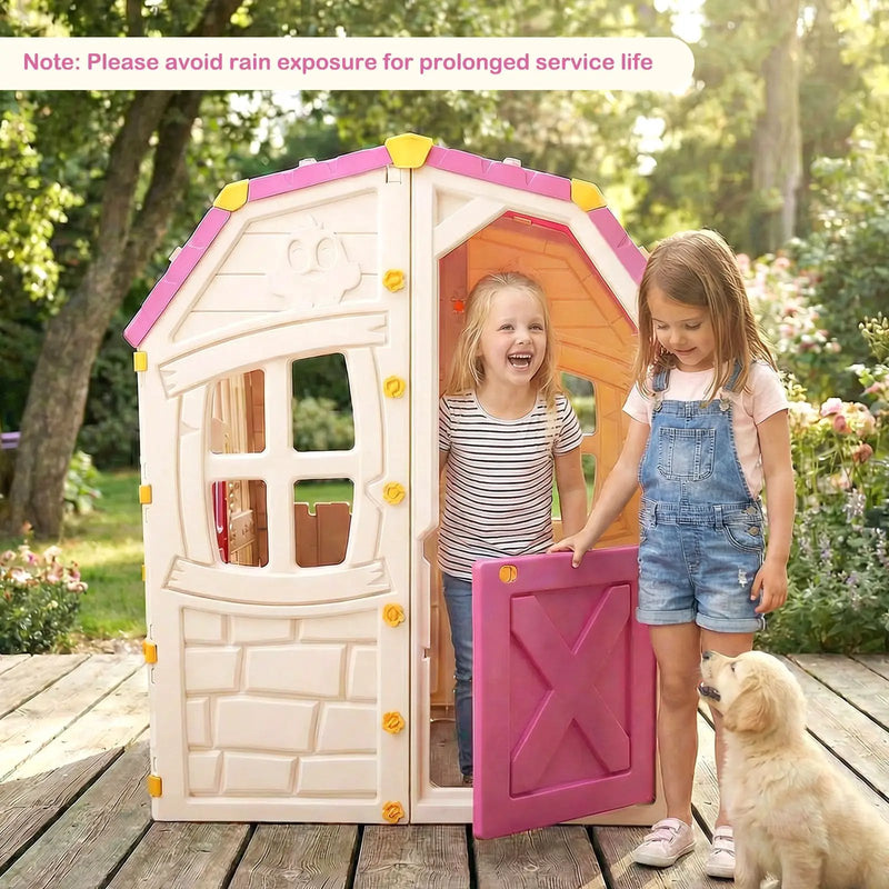 Kids Outdoor Playhouse with Openable Windows and Door for Indoor Room by DirectDeals