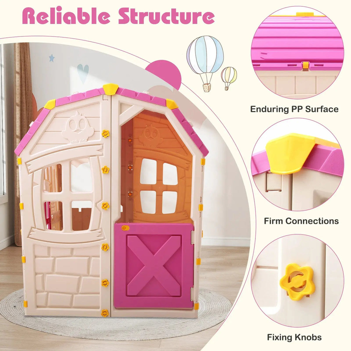 Kids Outdoor Playhouse with Openable Windows and Door for Indoor Room, photo 15 of 16