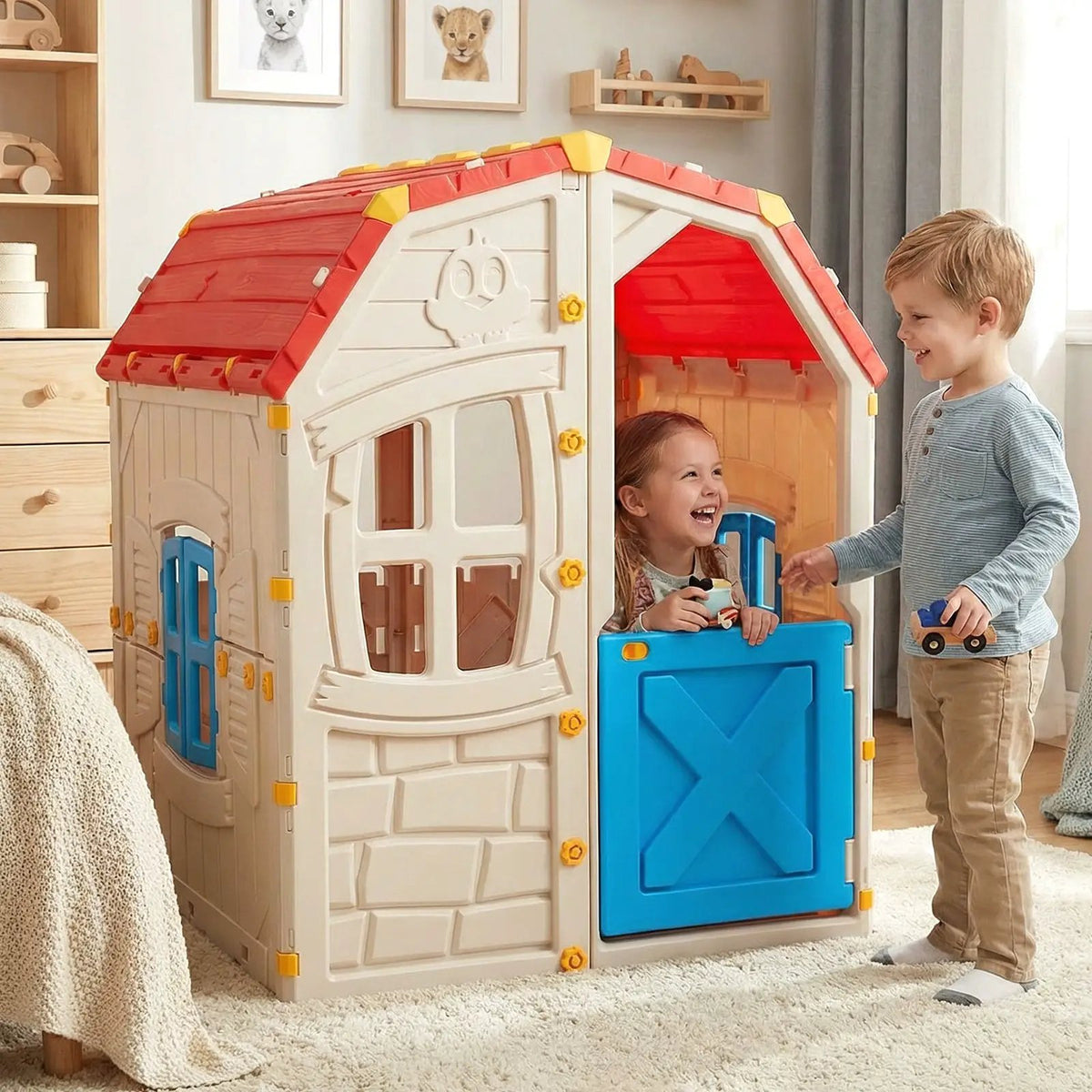 Kids Outdoor Playhouse with Openable Windows and Door for Indoor Room, photo 2 of 16