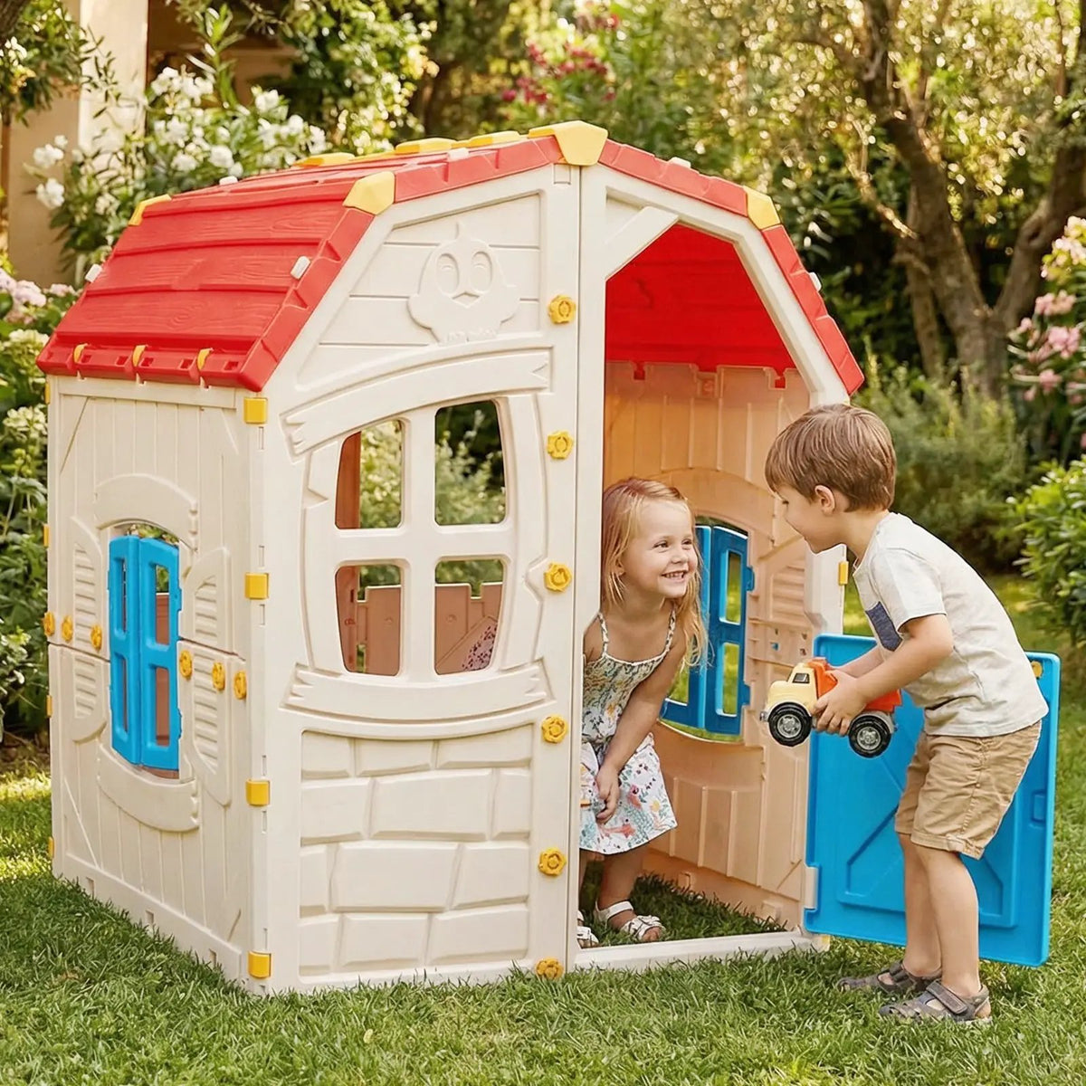Kids Outdoor Playhouse with Openable Windows and Door for Indoor Room, photo 12 of 16