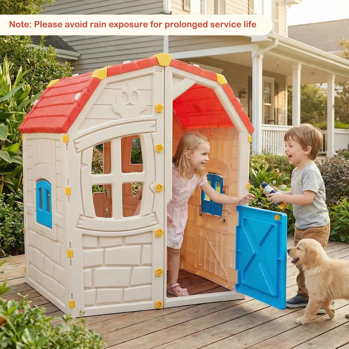 Kids Outdoor Playhouse with Openable Windows and Door for Indoor Room, photo 14 of 16