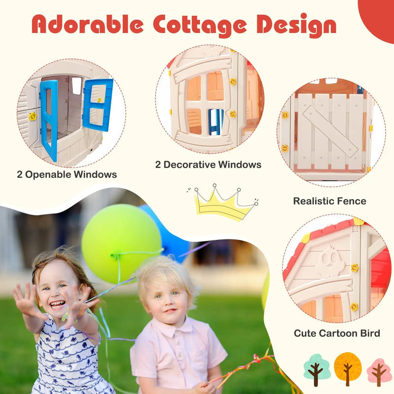 Kids Outdoor Playhouse with Openable Windows and Door for Indoor Room by DirectDeals