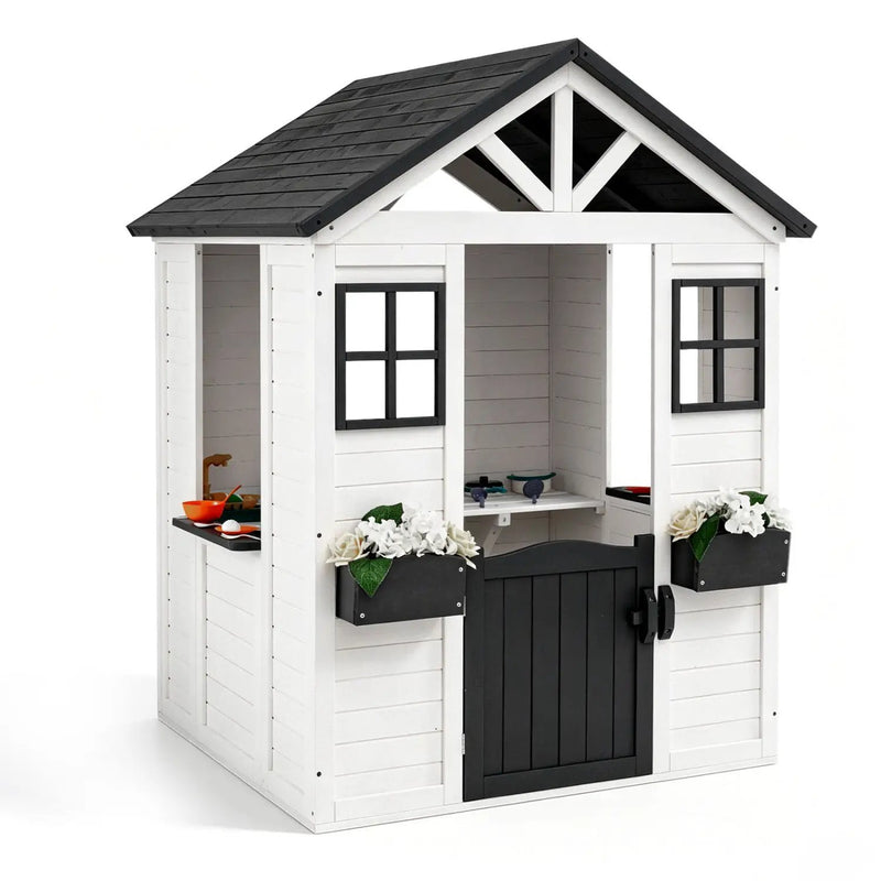 Kids Outdoor Playhouse with Sink Spruce Wooden Cottage with Half Door by DirectDeals