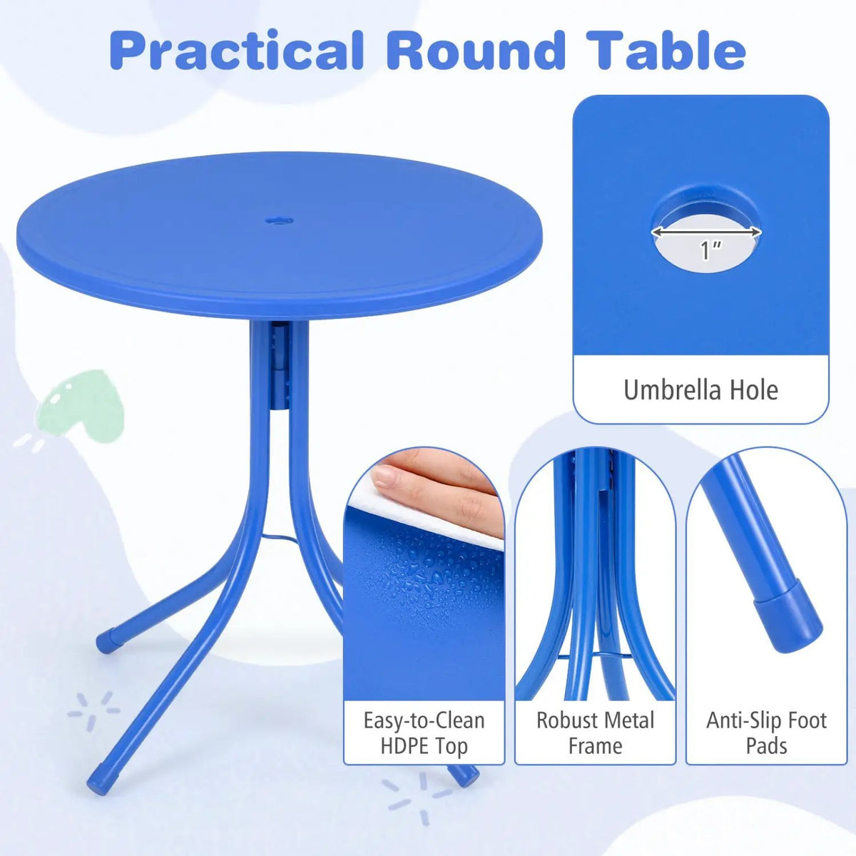 Kids Outdoor Table and Chair Set with 2 Folding Chairs and Height Adjustable Umbrella, photo 40 of 48