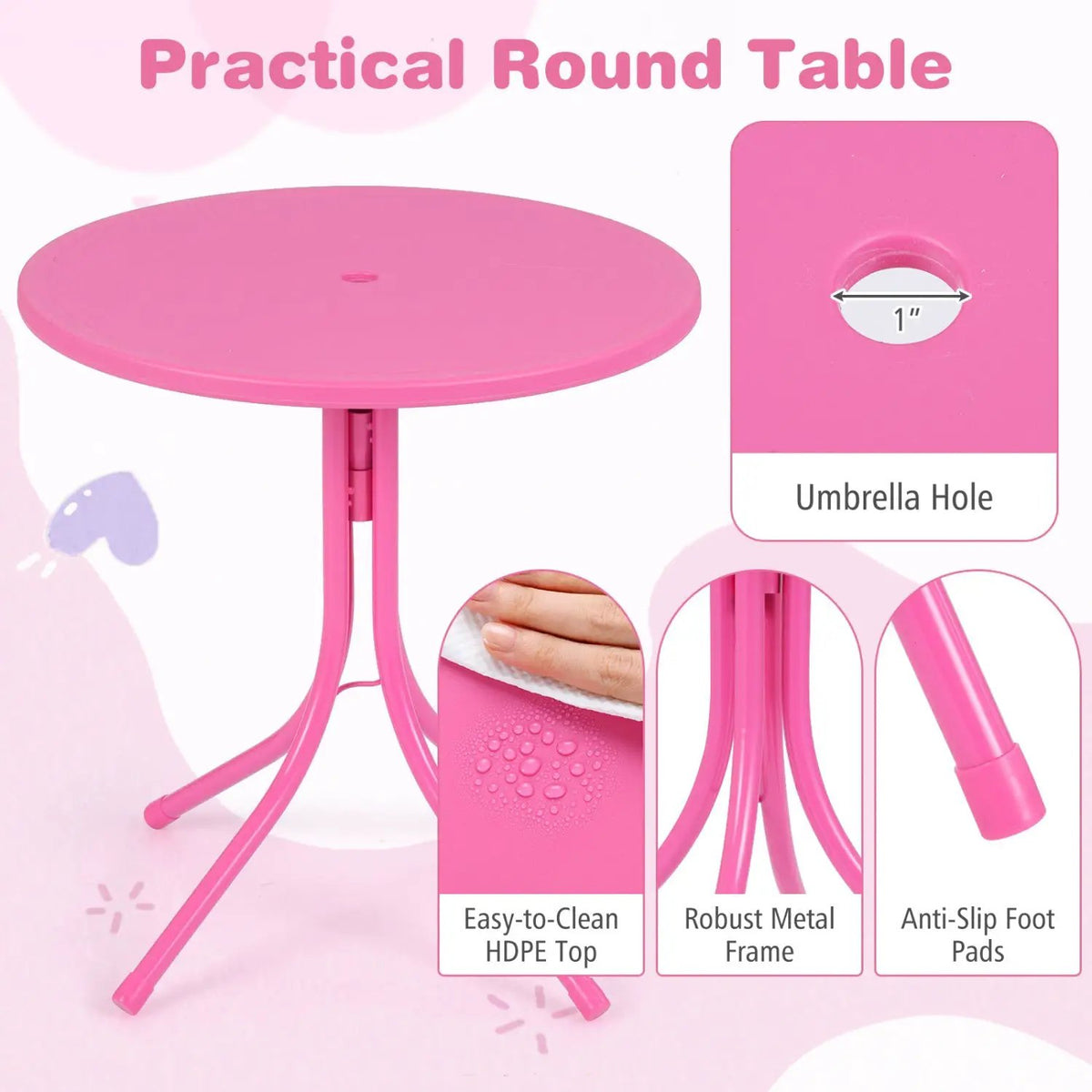 Kids Outdoor Table and Chair Set with 2 Folding Chairs and Height Adjustable Umbrella, photo 33 of 48