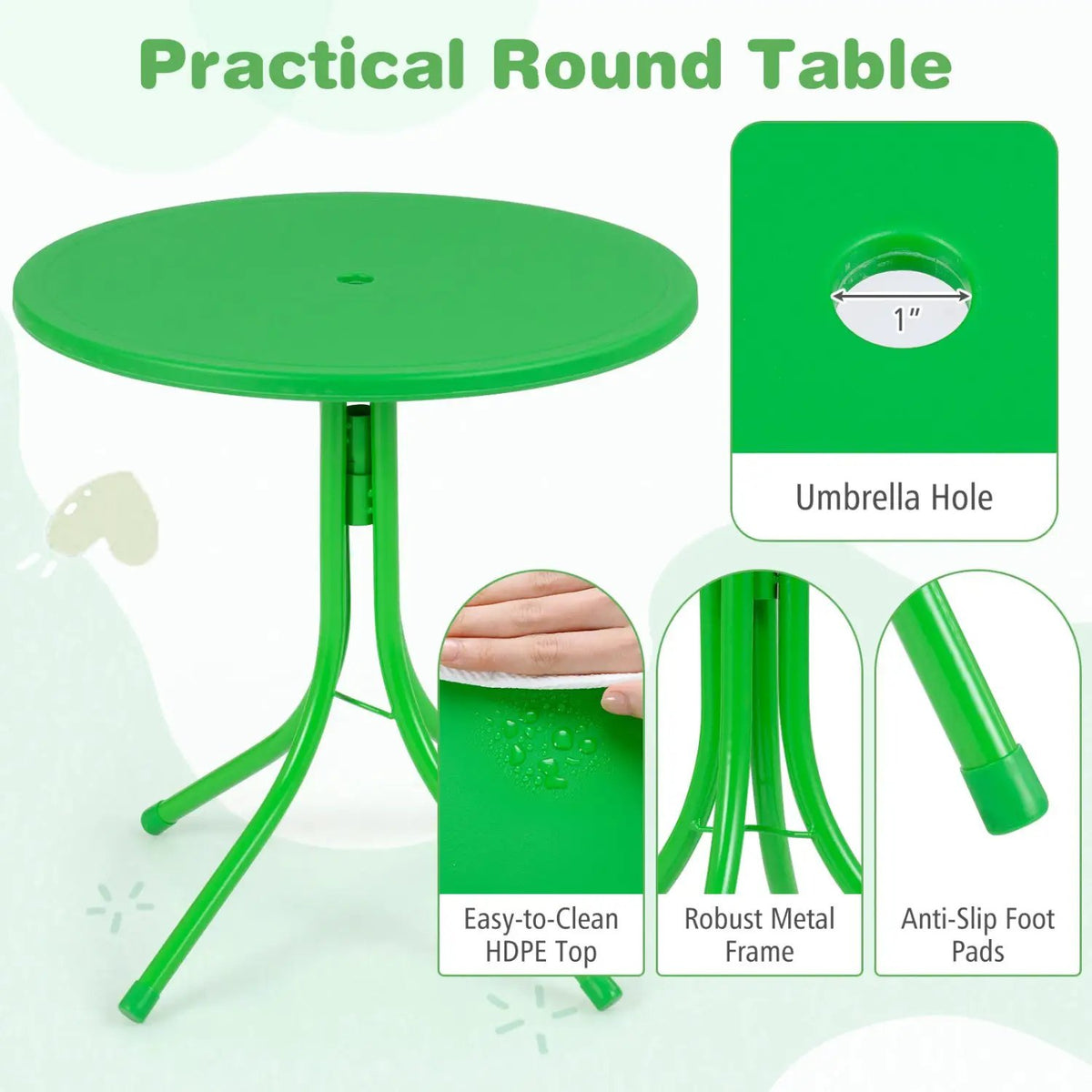 Kids Outdoor Table and Chair Set with 2 Folding Chairs and Height Adjustable Umbrella, photo 19 of 48