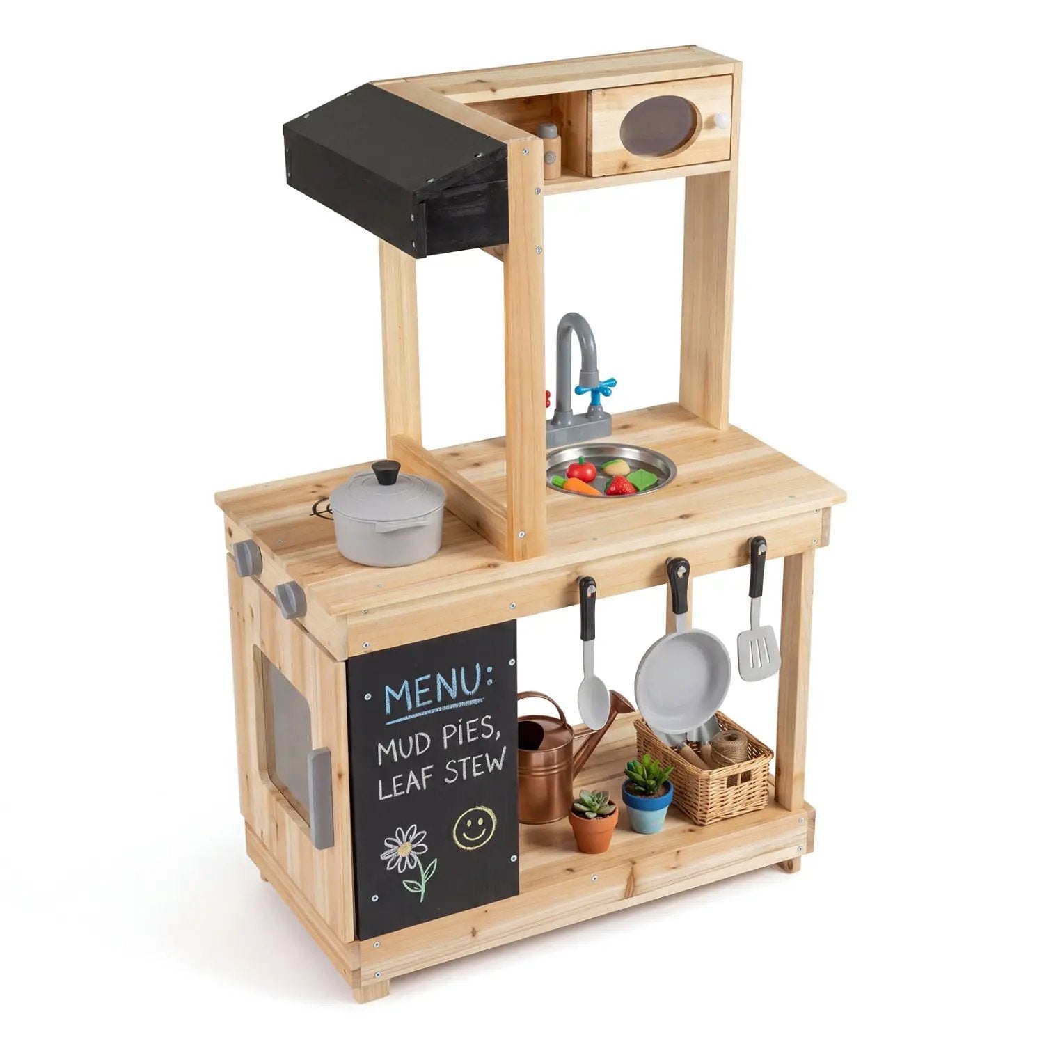Wooden Mud Kitchen Playset with Stove and Chalkboard by DirectDeals