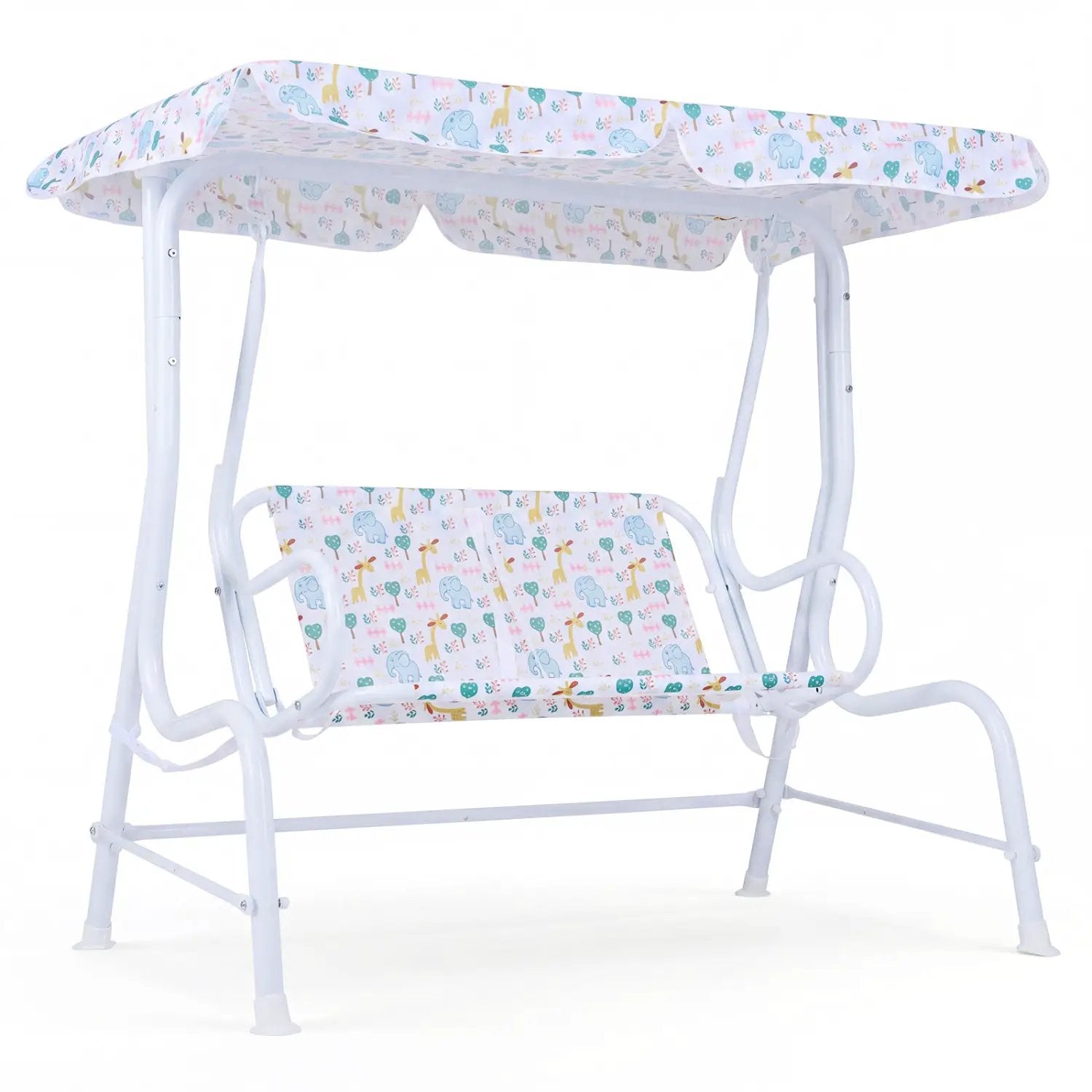 Kids Patio Swing 2-Seater Outdoor Porch Swing Lounge Chair with Adjustable Canopy by DirectDeals
