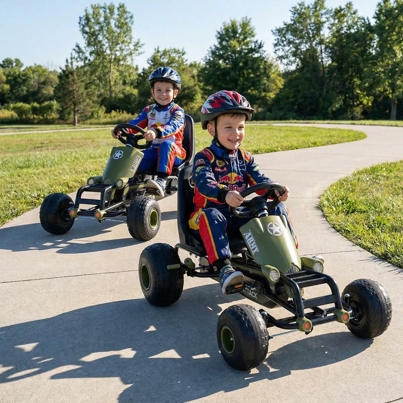 Kids Pedal Go Kart with Steering Wheel and Gear Shifter and Handbrake by DirectDeals