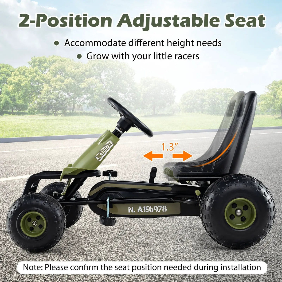 Kids Pedal Go Kart with Steering Wheel and Gear Shifter and Handbrake, photo 13 of 16