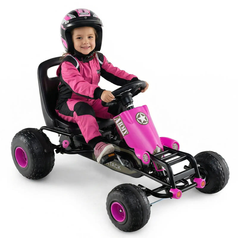 Kids Pedal Go Kart with Steering Wheel and Gear Shifter and Handbrake by DirectDeals