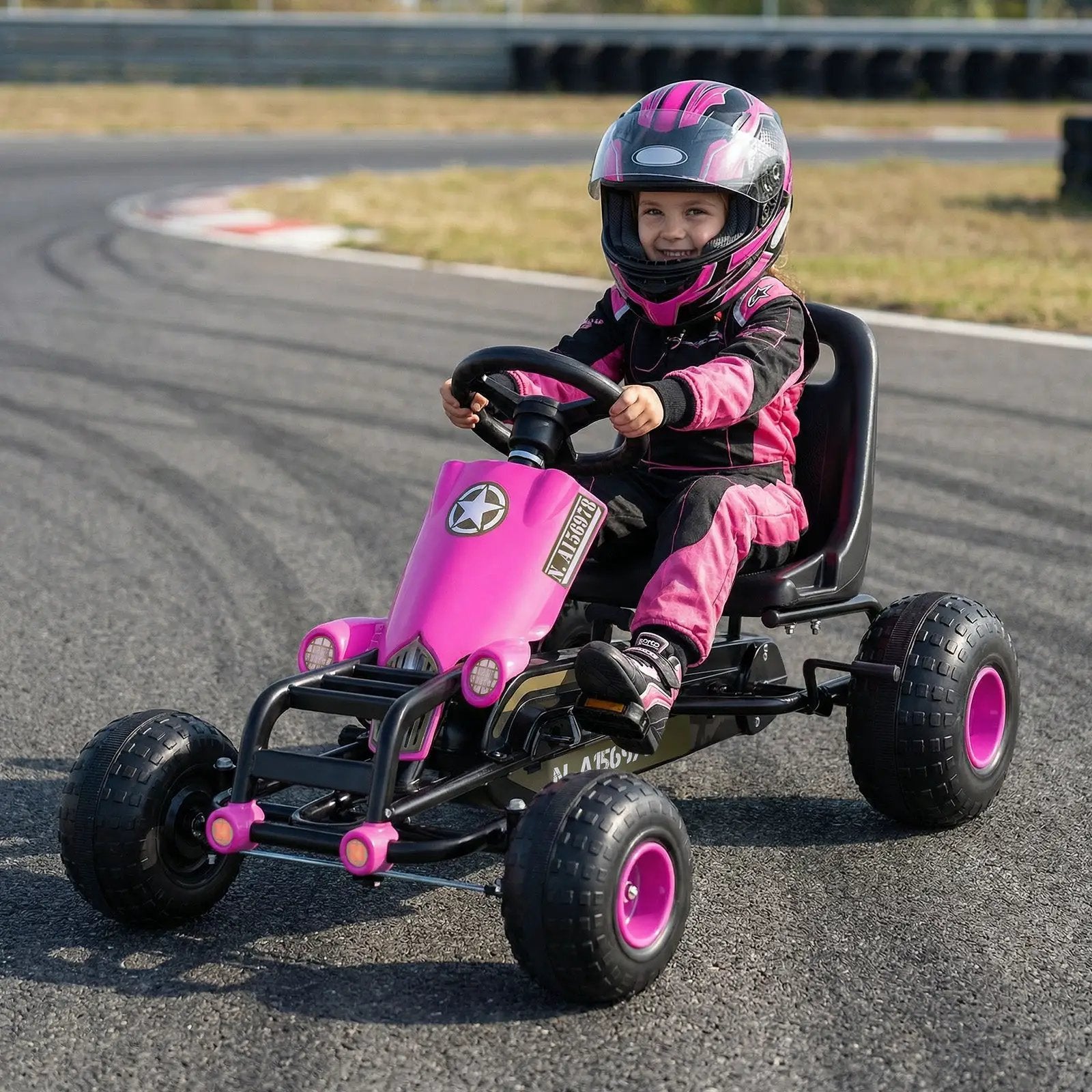 Kids Pedal Go Kart with Steering Wheel and Gear Shifter and Handbrake by DirectDeals