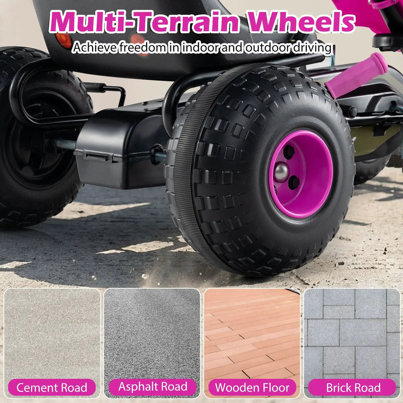Kids Pedal Go Kart with Steering Wheel and Gear Shifter and Handbrake by DirectDeals