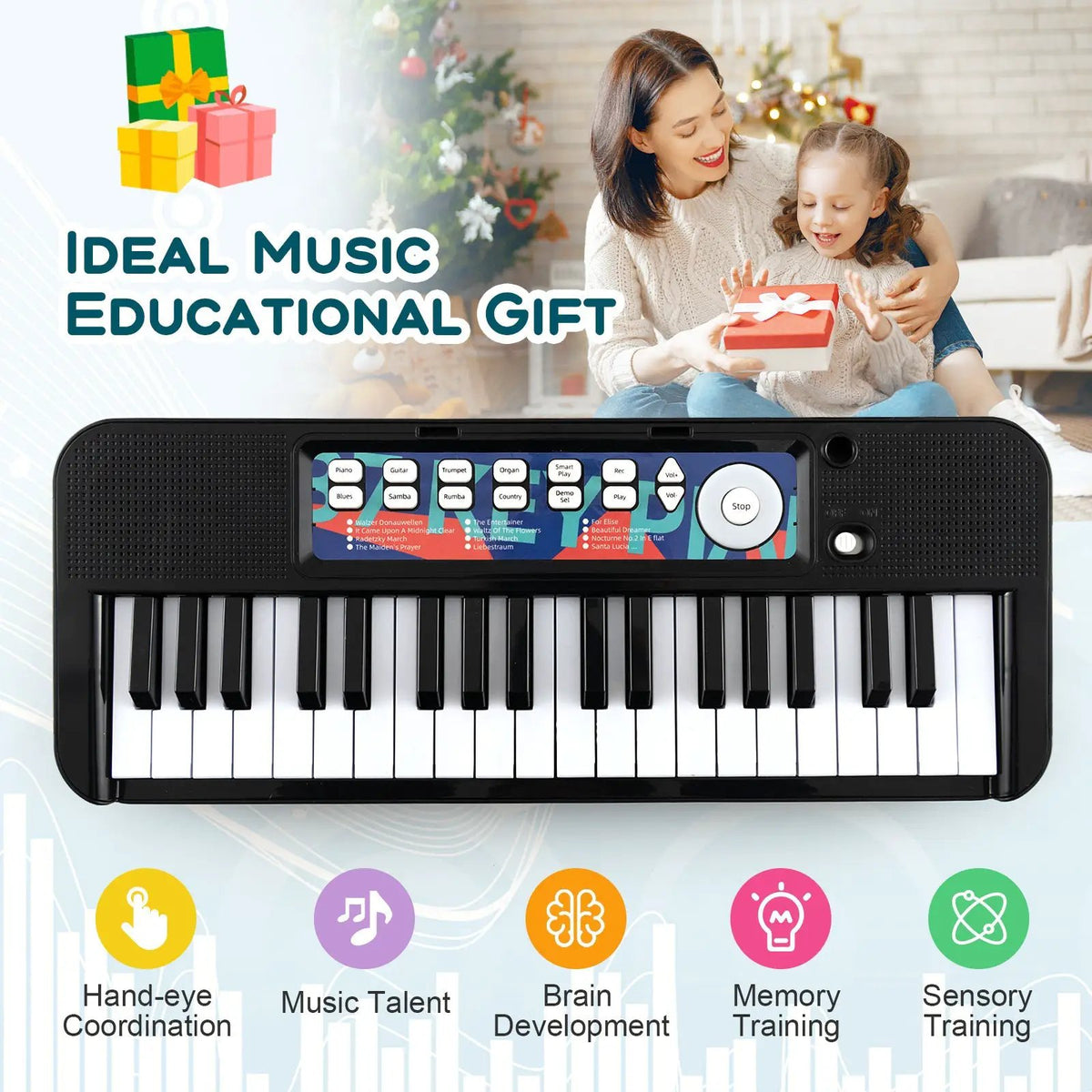 Kids Piano Keyboard 37-Key Kids Toy Keyboard Piano with Microphone for 3+ Kids, photo 16 of 24