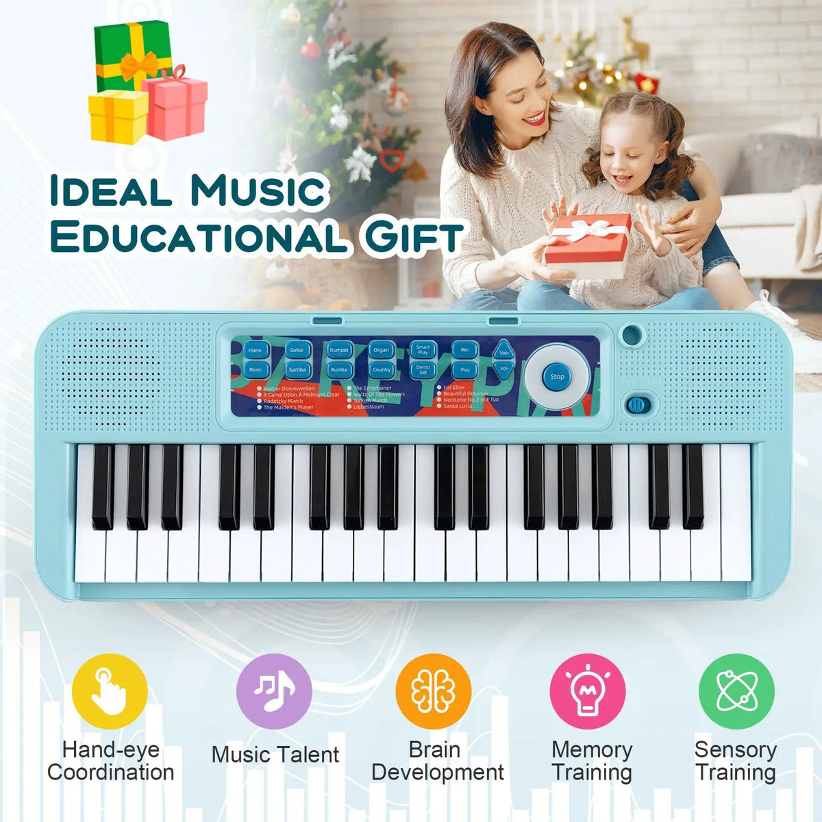 Kids Piano Keyboard 37-Key Kids Toy Keyboard Piano with Microphone for 3+ Kids, photo 21 of 24