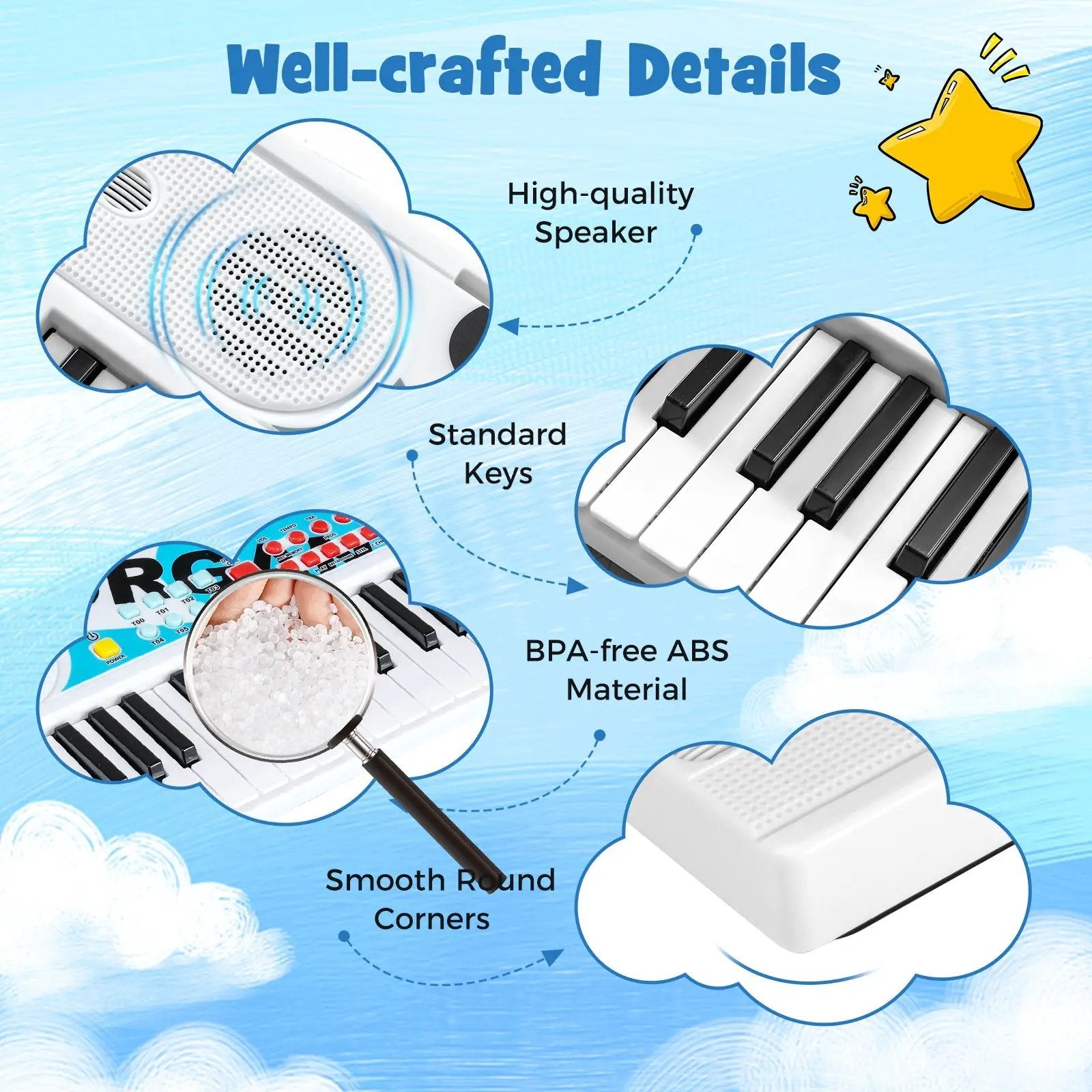 Kids Piano Keyboard 49 Keys Portable Electric Keyboard Piano with 8 Rhythms 8 Tones by DirectDeals