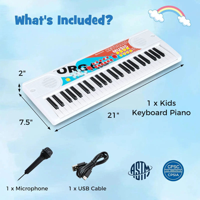 Kids Piano Keyboard 49 Keys Portable Electric Keyboard Piano with 8 Rhythms 8 Tones by DirectDeals
